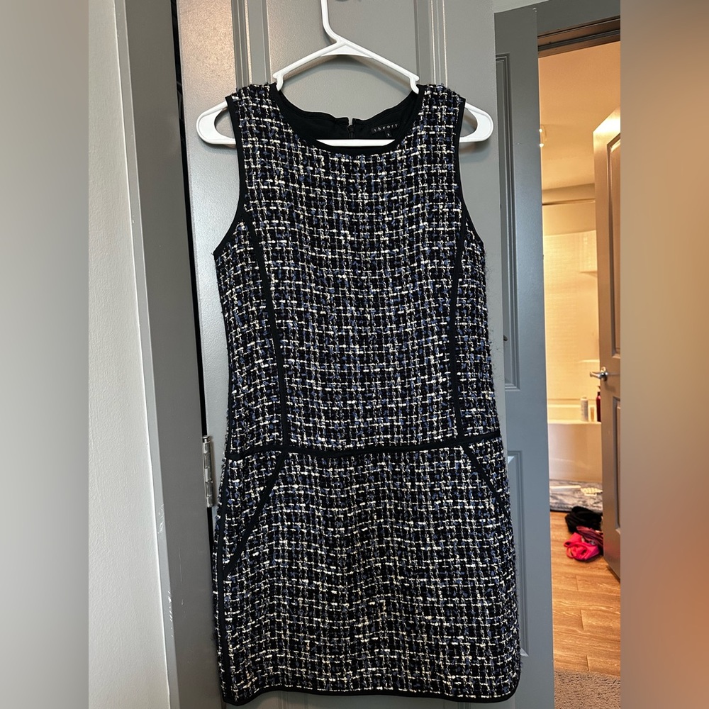 Theory Black and White Tweed Mini Dress